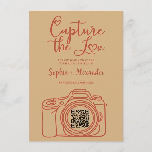 Capture The Love Hochzeit Foto-Sharing QR-Code Begleitkarte (Vorderseite)
