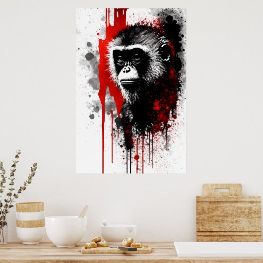 Capuchin Monkey Tinte Malerei Poster (Küche)