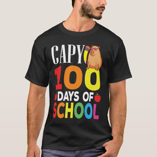 Capy 100 Days Of School Teacher Capybara T-Shirt (Vorderseite)