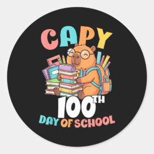 Capy 100. Schultag Capybara 100 Tage Runder Aufkleber