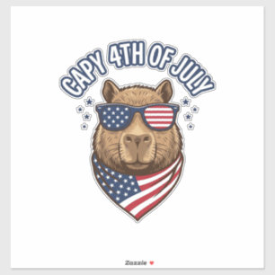 Capy 4. Juli Patriotischer Capybara Vektor Design_ Aufkleber
