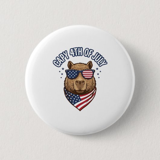 Capy 4. Juli Patriotischer Capybara Vektor Design_ Button (Vorderseite)