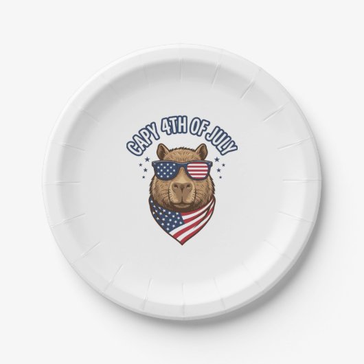 Capy 4. Juli Patriotischer Capybara Vektor Design_ Pappteller (Vorderseite)