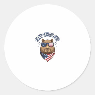 Capy 4. Juli Patriotischer Capybara Vektor Design_ Runder Aufkleber