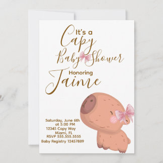 Capy Baby Shower Coquette Schleifen Party Einladung