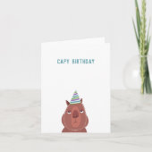"Capy Birthday" Capybara Party Hat | Leere Innen Karte (Vorderseite)