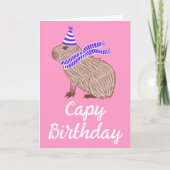 Capy Birthday Funny Capybara Lover Pink Gruß Karte (Vorderseite)