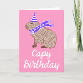 Capy Birthday Funny Capybara Lover Pink Gruß Karte