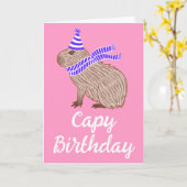 Capy Birthday Funny Capybara Lover Pink Gruß Karte (Gelbe Blume)