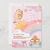 Capy Birthday Groovy Rainbow Sun Birthday Einladung (Vorderseite)