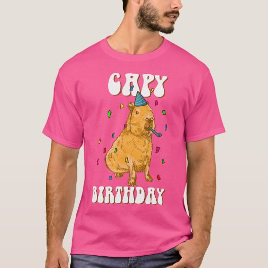 Capy Birthday I Funny Capybara T-Shirt (Vorderseite)