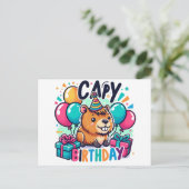 Capy Birthday - Niedliches Capybara Party Design Postkarte (Stehend Vorderseite)