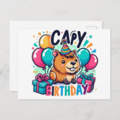 Capy Birthday - Niedliches Capybara Party Design Postkarte (Vorne/Hinten)