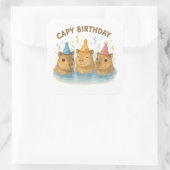 Capy Birthday Quadratischer Aufkleber (Tasche)