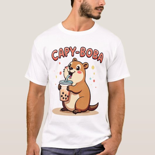 Capy Boba - Niedlich Capybara T-Shirt (Vorderseite)