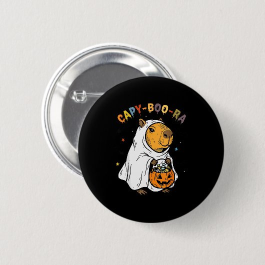 Capy-boo-ra Cappy Halloween Funny Capybara Costume Button (Vorne & Hinten)