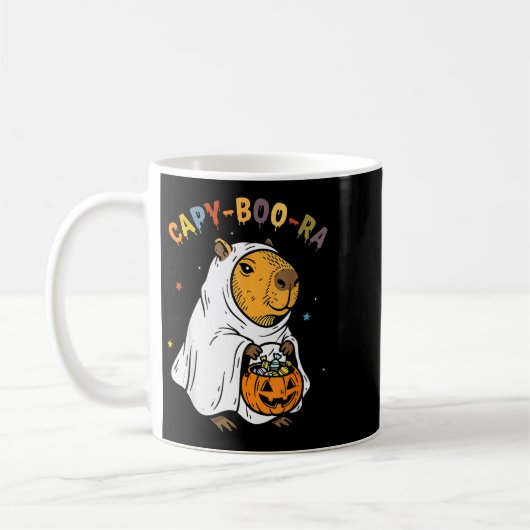 Capy-boo-ra Cappy Halloween Funny Capybara Costume Kaffeetasse (Links)