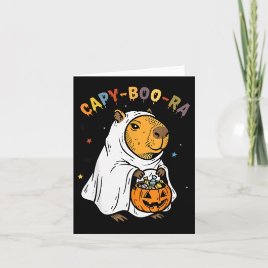 Capy-boo-ra Cappy Halloween Funny Capybara Costume Karte (Vorderseite)
