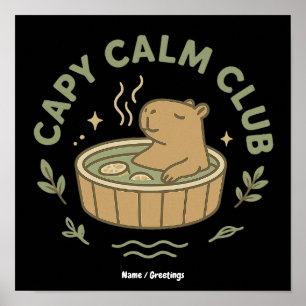 Capy Calm Club Niedliches Capybara Retro Ästhetik Poster