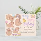 Capy capy birthday invitation einladung (Stehend Vorderseite)