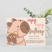 Capy capy capybara birthday invitation einladung (Stehend Vorderseite)