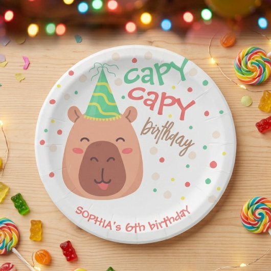 Capy capy capybara birthday pappteller