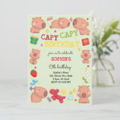 Capy capy Capybara Geburtstag Einladung (Stehend Vorderseite)