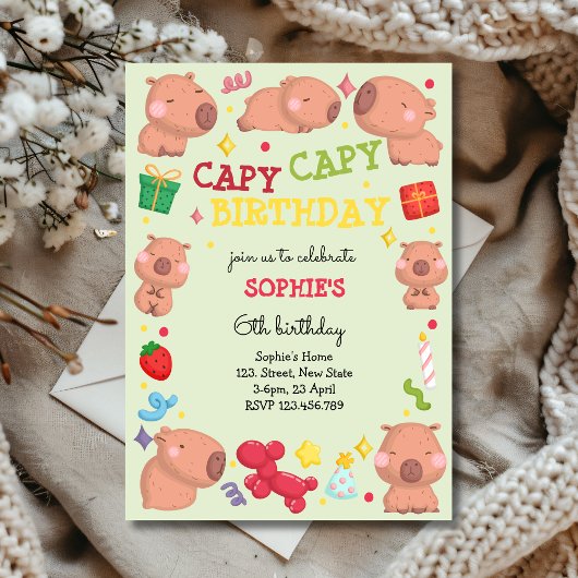 Capy capy Capybara Geburtstag Einladung