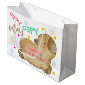 Capy-Capybara-Birthday Große Geschenktüte (Vorderseite Schrägansicht)
