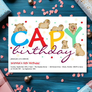 Capy capybara birthday invitation einladung