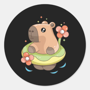 Capy Capybara Floatie Funny Xmas im Juli Mädchen K Runder Aufkleber