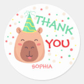 Capy Capybara Geburtstag Danke Runder Aufkleber (Vorderseite)