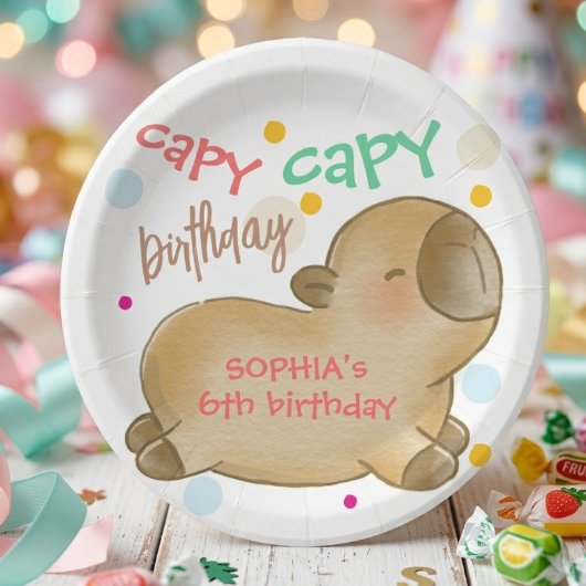 Capy-Capybara-Geburtstag Pappteller