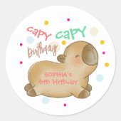 Capy-Capybara-Geburtstag Runder Aufkleber (Vorderseite)