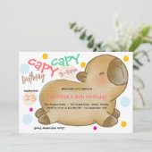 Capy-Capybara-Geburtstagseinladung Einladung (Stehend Vorderseite)