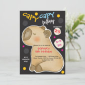 Capy-Capybara-Geburtstagseinladung Einladung (Stehend Vorderseite)