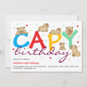 Capy-Capybara-Geburtstagseinladung Einladung (Vorderseite)