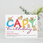 Capy-Capybara-Geburtstagseinladung Einladung (Stehend Vorderseite)