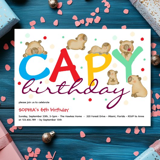 Capy-Capybara-Geburtstagseinladung Einladung