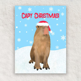 Capy Christmas Funny Niedlich Capybara Pun Snow Feiertagspostkarte