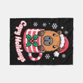 Capy Ferien Süßer Capybara Weihnachtsmann Hut Fleecedecke (Vorderseite (Horizontal))