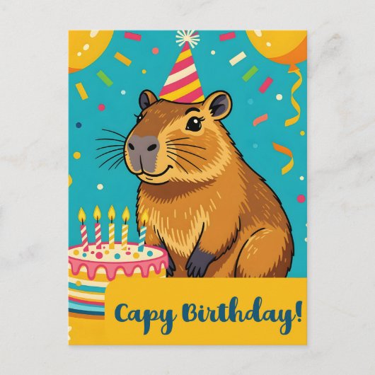 Capy Geburtstag Postkarte (Vorderseite)