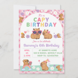 Capy Geburtstag Süße Capybara-Party-Einladungskuns Einladung
