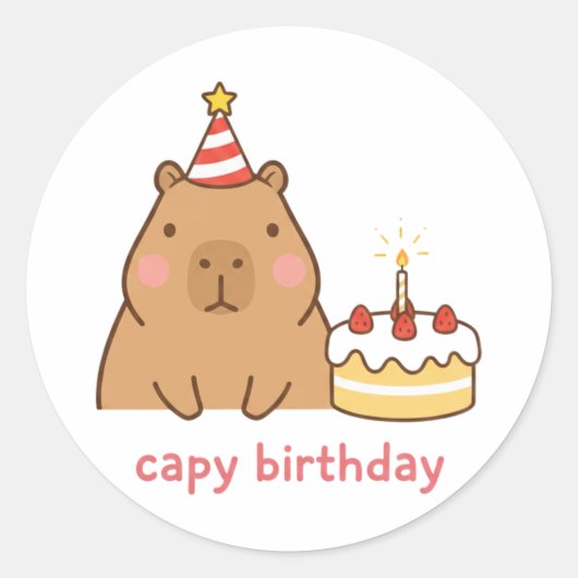 Capy Geburtstag Süße Capybara-Party Runder Aufkleber (Vorderseite)