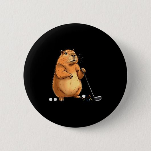 Capy Golf Player Cute Cappy Srts Cartoon Design  Button (Vorderseite)
