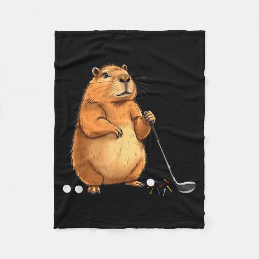 Capy Golf Player Cute Cappy Srts Cartoon Design Fleecedecke (Vorderseite)