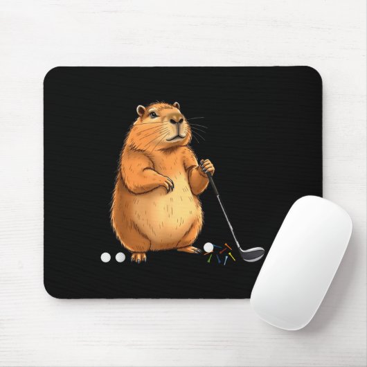 Capy Golf Player Cute Cappy Srts Cartoon Design Mousepad (Mit Mouse)