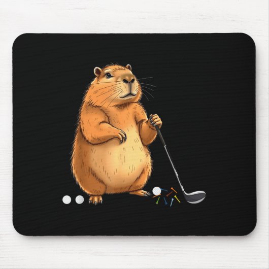 Capy Golf Player Cute Cappy Srts Cartoon Design Mousepad (Vorne)