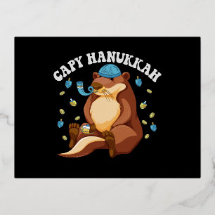 Capy Hanukkah Funny Jewish Capybara Hanukkah Gesch Folie Einladungspostkarte
