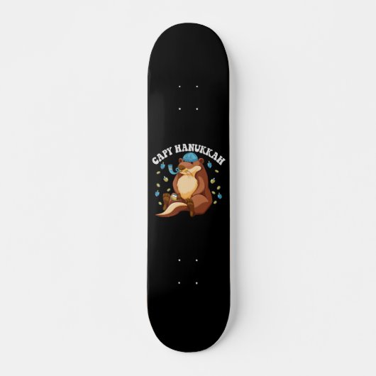 Capy Hanukkah Funny Jewish Capybara Hanukkah Gesch Skateboard (Vorne)